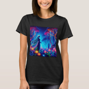 Goddess Neon Forest Of Light Fantasy fairytale art T-Shirt