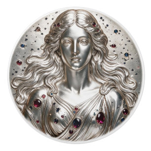 Goddess Nyx Silver Ceramic Knob