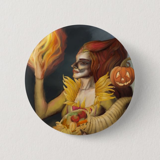 Goddess of Autumn 6 Cm Round Badge (Front)