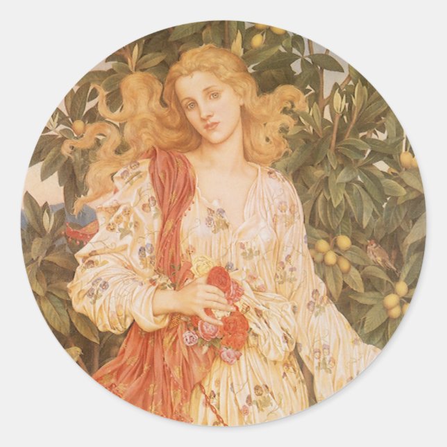 Goddess of Blossoms and Flowers, Flora by Morgan Classic Round Sticker (Front)