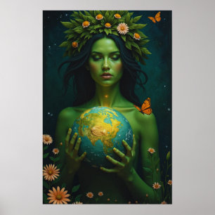 Goddess of Earth – Nature’s Guardian Fantasy Art Poster