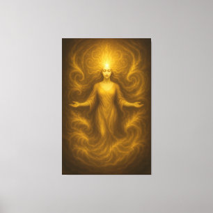 Goddess of Golden Revelation – Radiant Light Aura Canvas Print