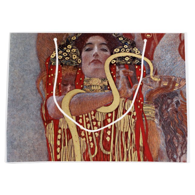 Goddess of Health, Hygieia (Salus), Gustav Klimt Large Gift Bag (Front)
