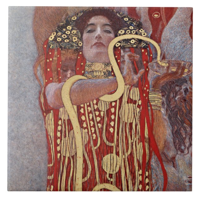 Goddess of Health, Hygieia (Salus), Gustav Klimt Tile (Front)