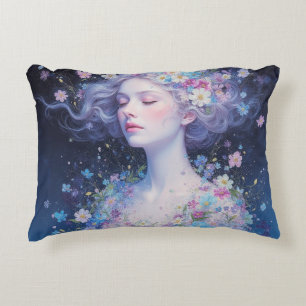 “Goddess of Light – Midnight Bloom Lumbar Pillow” Decorative Cushion