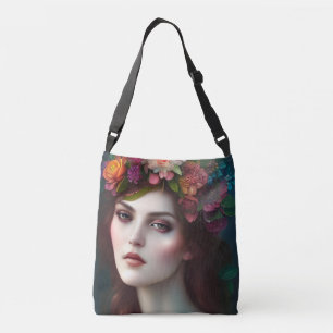 Goddess of Love Stunning Flower Portrait Crossbody Bag