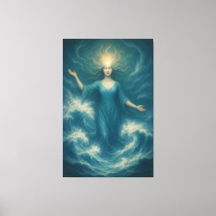 Goddess of Oceanic Radiance – Tidal Light Aura Ar Canvas Print