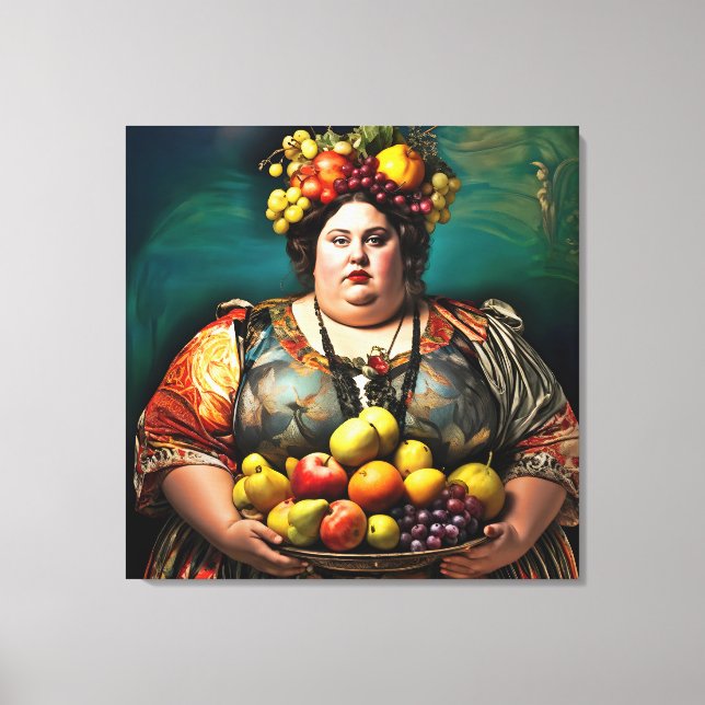 "Goddess of Overindulgence" Colourful Portrait Canvas Print (Front)