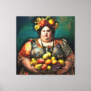"Goddess of Overindulgence" Colourful Portrait Canvas Print