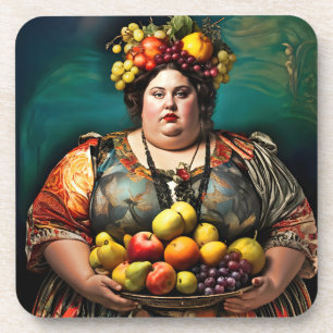 "Goddess of Overindulgence" Colourful Portrait Coaster