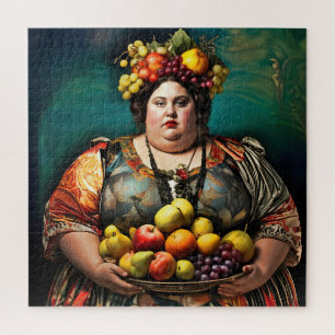 "Goddess of Overindulgence" Colourful Portrait Jigsaw Puzzle