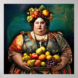 "Goddess of Overindulgence" Colourful Portrait Poster