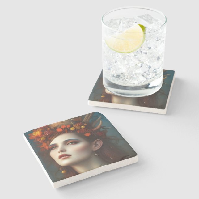 Goddess of the Harvest Fantasy  Stone Coaster (Side)