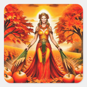 Goddess of the harvest square sticker