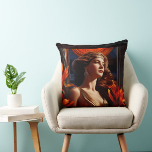 Goddess Of The Sun Art Deco Romantic Glamour Cushion