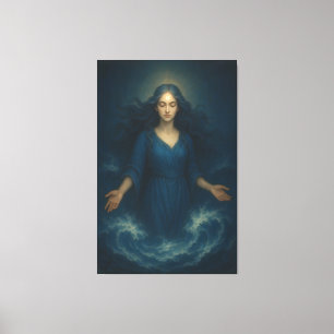 Goddess of Tidal Serenity – Ocean Spirit Blue Aura Canvas Print