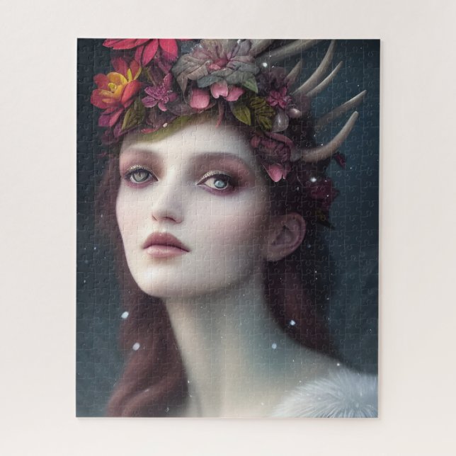 Goddess of Winter Fantasy Floral Portrait   Jigsaw Puzzle (Vertical)