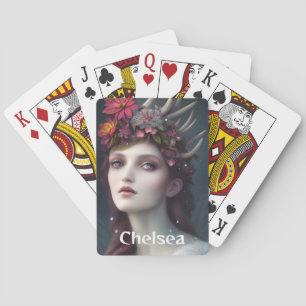 Goddess of Winter Fantasy Floral Portrait    Playing Cards