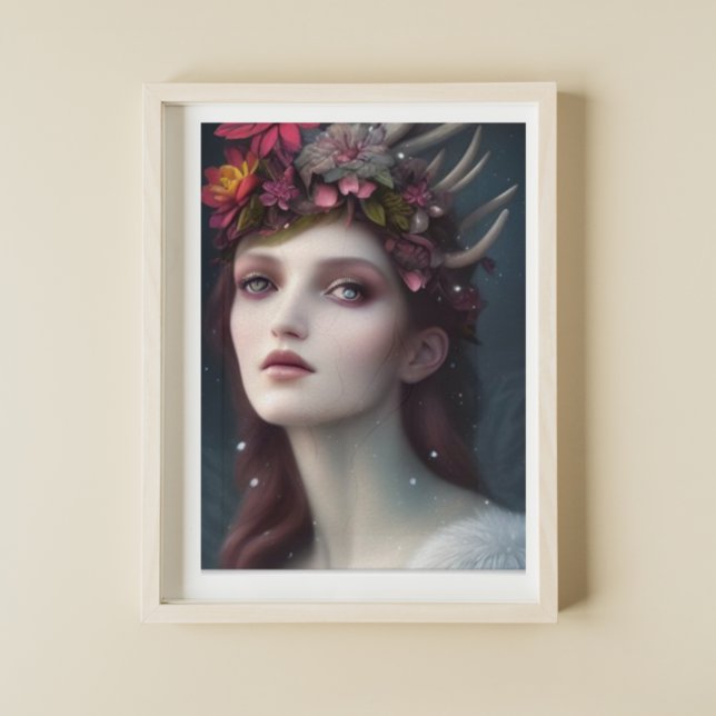 Goddess of Winter Fantasy Floral Portrait Poster (Creator Uploaded)