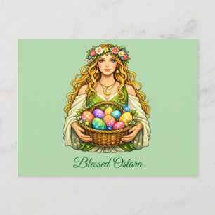 Goddess Ostara Spring Equinox Floral Basket Postcard
