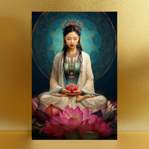 Goddess Quan Yin High Frequency Portrait Painting Postcard