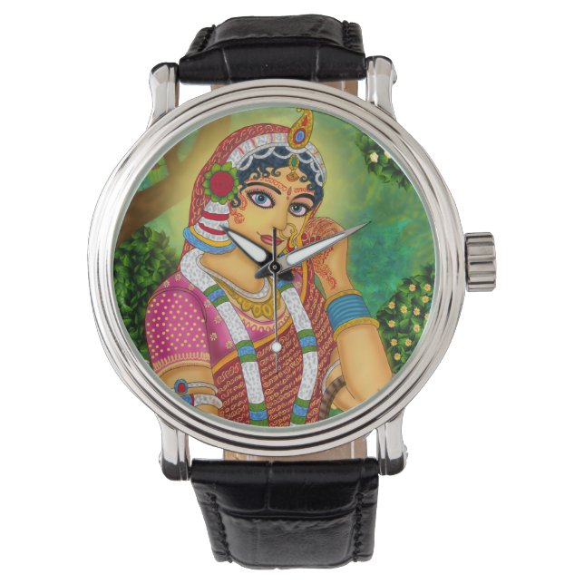 Goddess Radha Wall Clock Watch (Front)