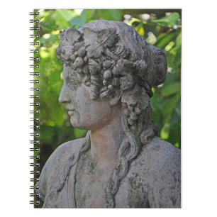 Goddess statue in garden notebook