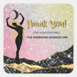 *~* Goddess .THANK YOU +  Ombre Pastel Glitter Square Sticker