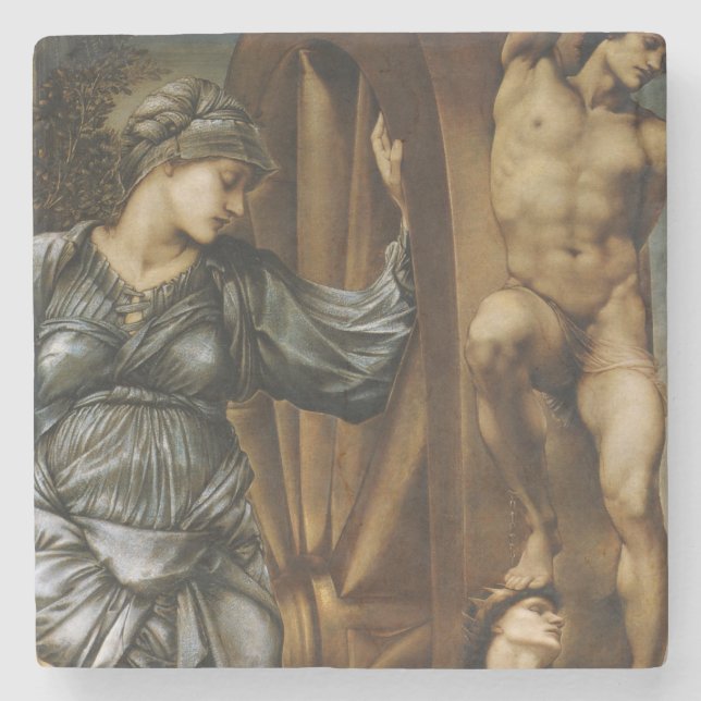 Goddess Turning the Wheel of Fortune (Burne-Jones) Stone Coaster (Front)