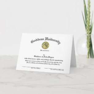 Goddess University Diploma Customisable Card