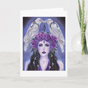 Goddess with white ravens by Renee Lavoie Card