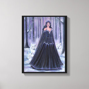 Goddess with wolves by Renee Lavoie Canvas Print