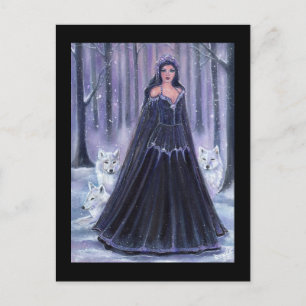 Goddess with wolves by Renee Lavoie   Invitation Postcard