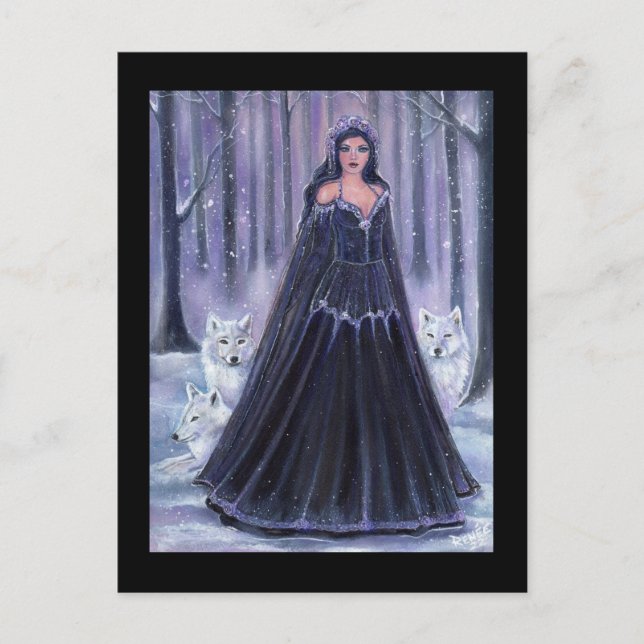 Goddess with wolves by Renee Lavoie   Invitation Postcard (Front)