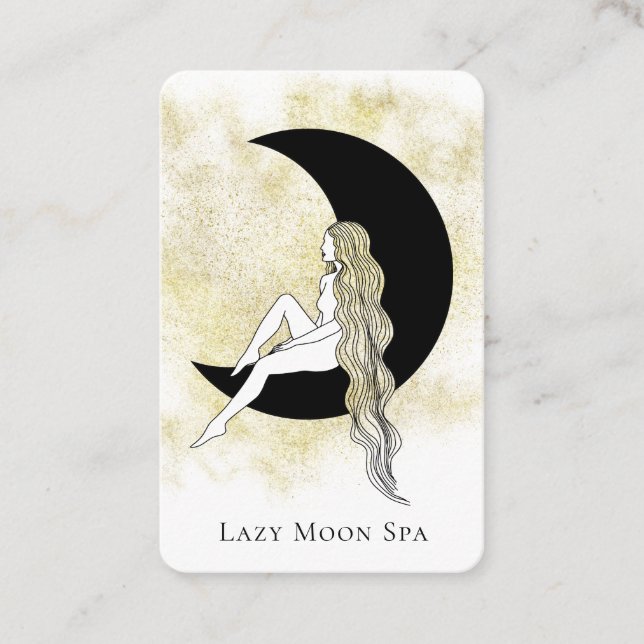 *~* GODDESS Woman on Moon Celestial QR Lunar Business Card (Front)