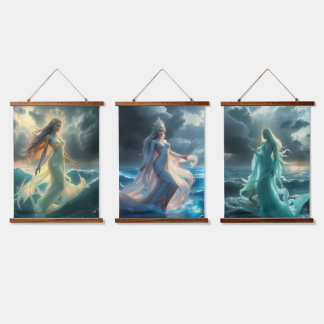 Goddesses of the Water and Storms Trinity Hanging Tapestry