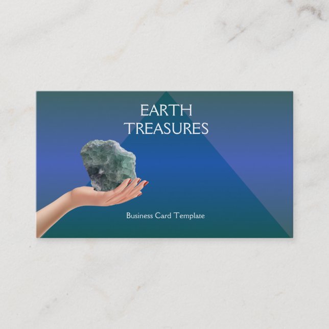 Gode Green and Purple Fluorite Healing Crystals Business Card (Front)