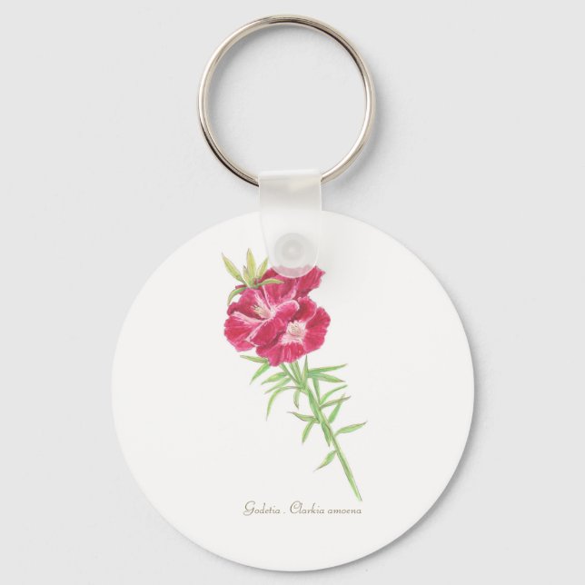 Godetia  button key ring (Front)