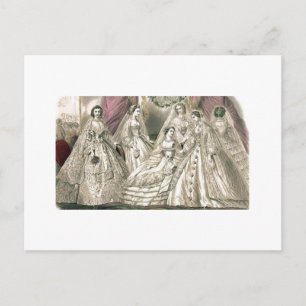 Godey's Ladies Book Victorian Fashion Plate Weddin Postcard