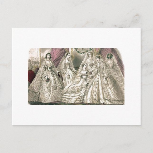 Godey's Ladies Book Victorian Fashion Plate Weddin Postcard (Front)