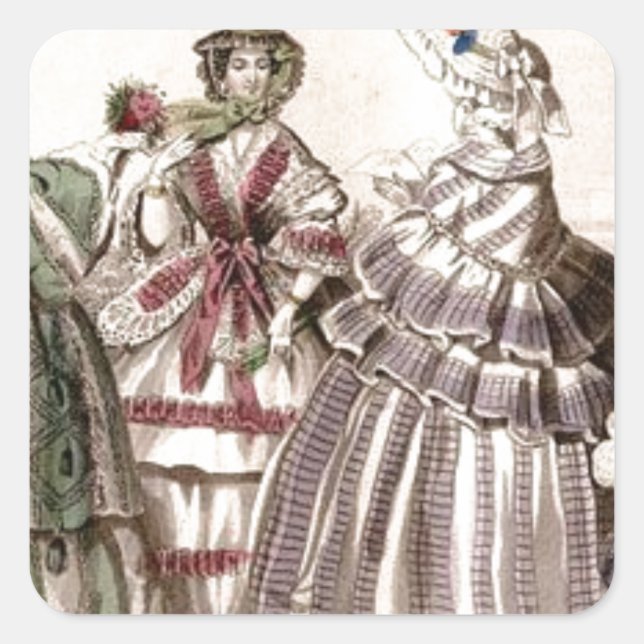 Godey's Ladies Book Victorian Fashion Plate Weddin Square Sticker (Front)