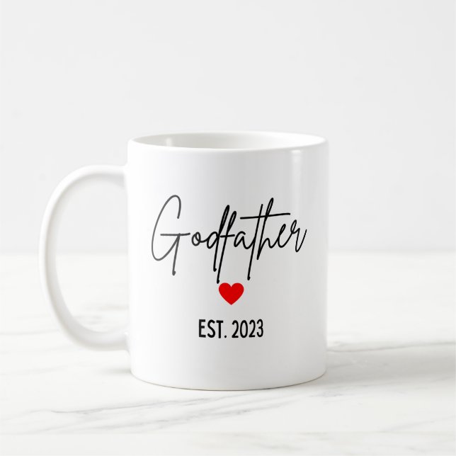 Godfather 2023 Mug, Godparents Proposal Gift Coffee Mug (Left)
