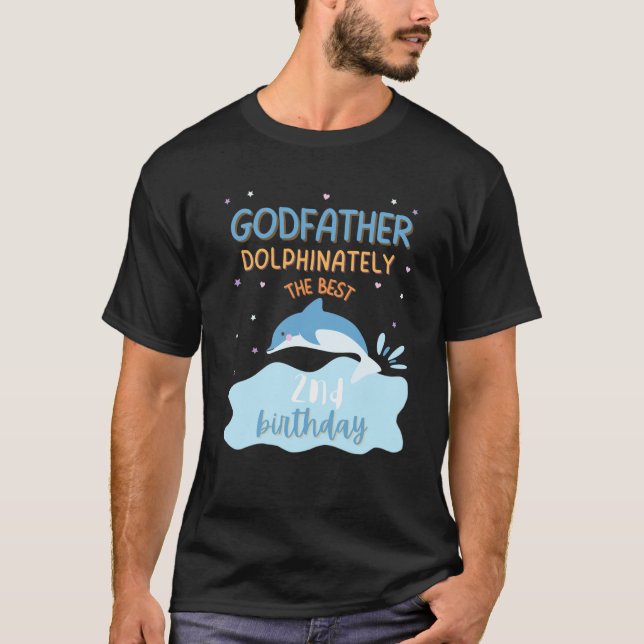 Godfather 2nd Birthday Dolphin Bday Party Family M T-Shirt (Front)