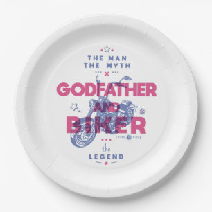 Godfather and biker the man the myth the legend paper plate