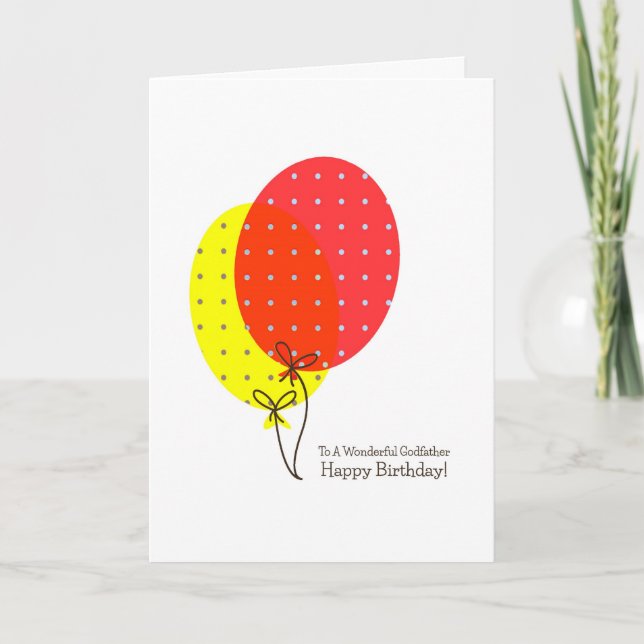 Godfather Birthday Cards, Big Colourful Balloons Card (Front)