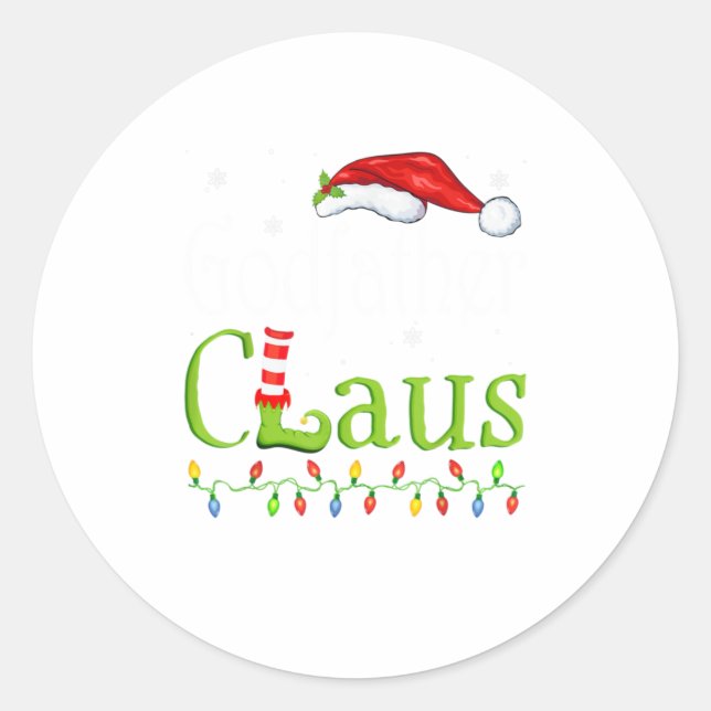Godfather Claus Funny Family Santa Pajama Classic Round Sticker (Front)