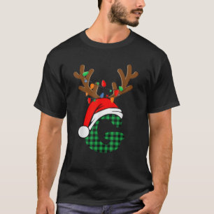 Godfather Claus Santa Hat Reindeer Red Plaid Match T-Shirt