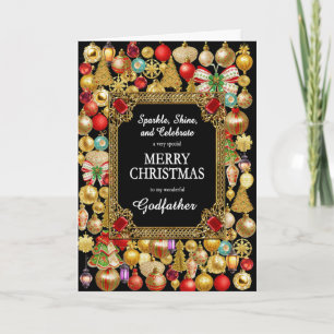 Godfather Merry Christmas with Ornaments Holiday Card