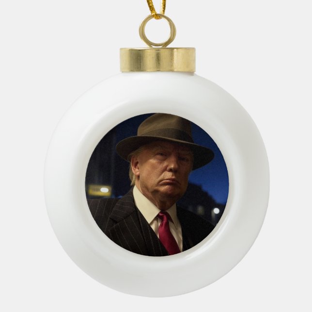 Godfather of America Don J. Trump  Ceramic Ball Christmas Ornament (Front)
