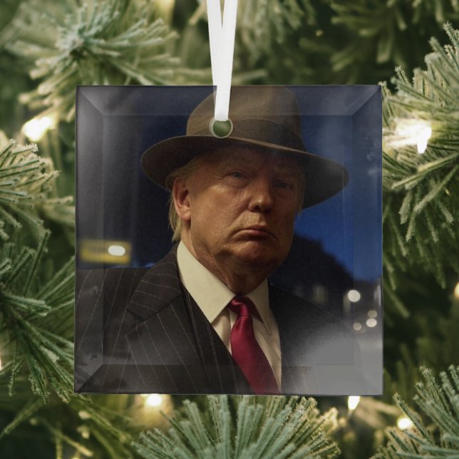 Godfather of America Don J. Trump  Glass Tree Decoration (Insitu)